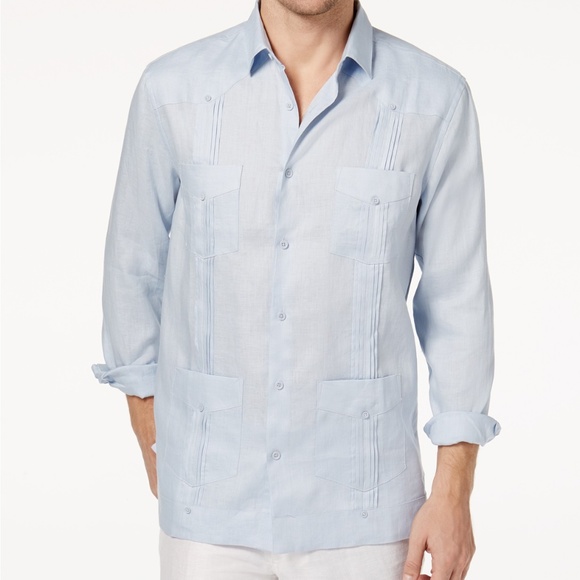 Tasso Elba Other - Tasso Elba Island Blue Linen Guayabera Shirt XL
